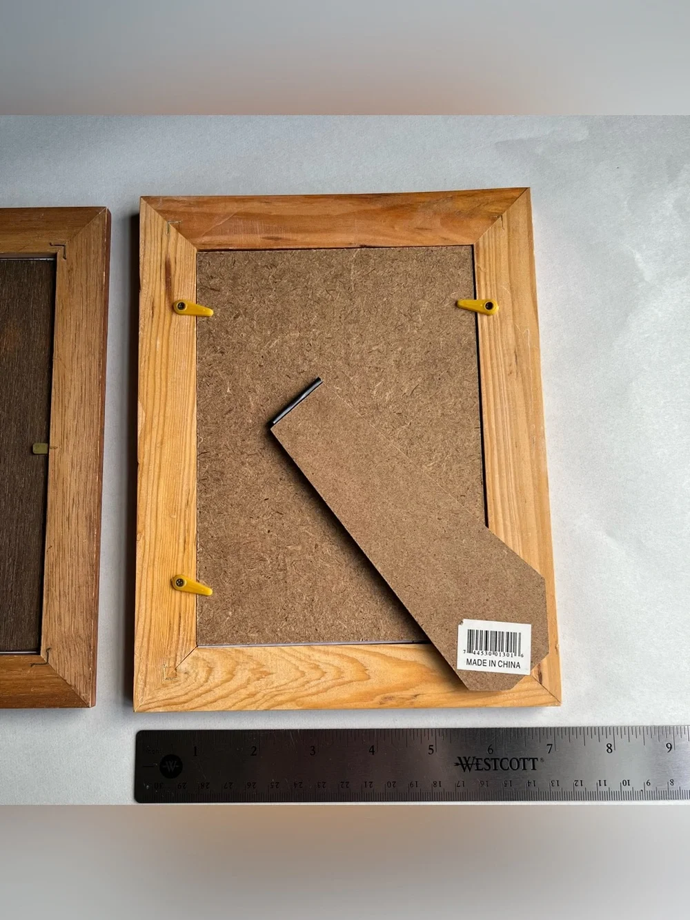 Vintage Honey Tone Wood Picture Photo Frames w/ Fine Art Prints-Set of 2